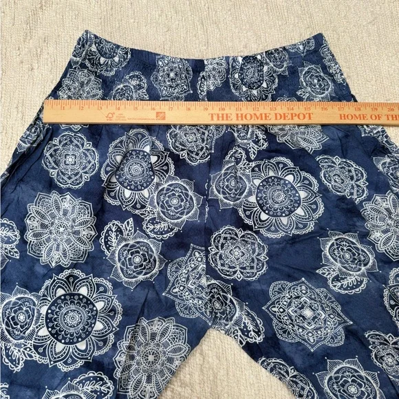 Lotus And Luna Hippie Boho Pants Size Large XL Blue Resort Cruise Vacation - Picture 4 of 7